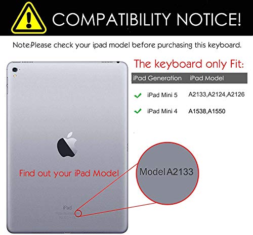 Eoso Ipad Keyboard Case For Ipad Mini 4/Ipad Mini 5 Ipad Cover With Keyboard Built-In Touchpad & Pencil Holder (Black) #TOP1