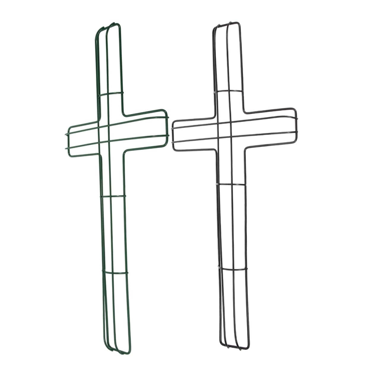 Cabilock Realistic Wreath Frame Metal Wire Craft Cross Wreath Shaped Easy Install Decor