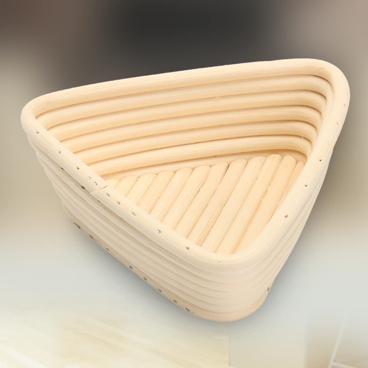 SOLUSTRE 2pcs Hand Woven Proofing Basket Triangular Baking Container for Home Bakery Basket Khaki Cover for Dough and Artisan Breads