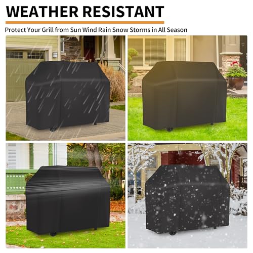 NEXCOVER Grill Cover, BBQ Cover 55 inch,Waterproof BBQ Grill Cover,Fade Resistant Gas Grill Cover, Barbecue Grill Covers, Fits Grill of Weber, Brinkmann, Nexgrill, Black Grill Cover for Outdoor Grill.