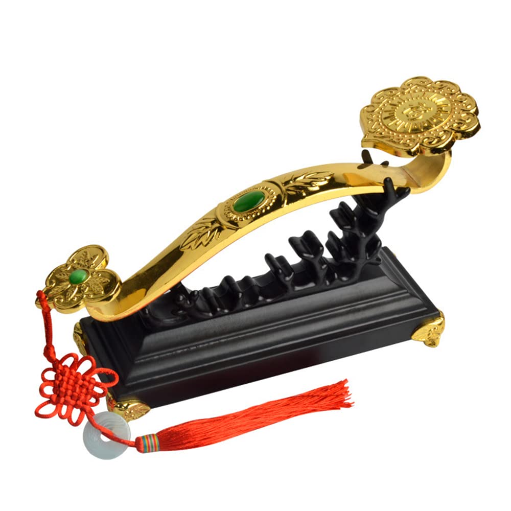 Feng Shui Golden Ruyi Statue, Ru Yi Power Scepter, Ruyi Fortune Gift Desktop Good Luck Ornament, Chinese Charm of Prosperity Sculpture, Ruyi Lucky Ornaments Housewarming Gifts