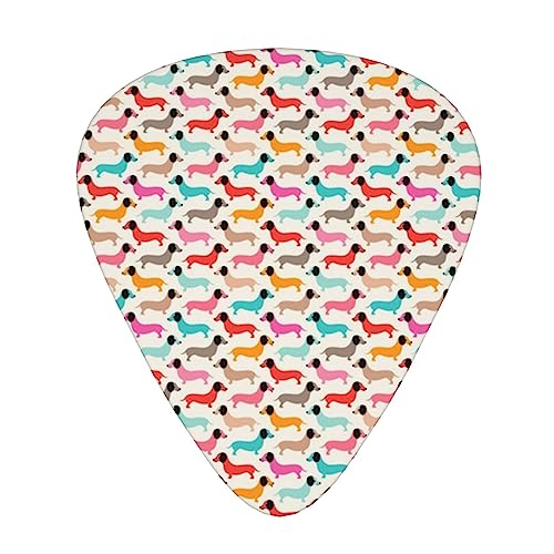 ヴィンテージソーセージ犬ダックスフント ギターピック Guitar Pick 12枚セット ティアドロップ型 エレキギター/アコースティックギター/クラシックギター/ベース等の練習に最適な12枚セット