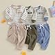 Baby Kleidung Jungen Neugeborene Set Gestreift Langarm Body und Hose Sommer Kleidung Outfit (Gewaffelt Blau, 0-3 Months)