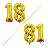 GOER 42 Inch Gold Number 18 81 Balloon,Jumbo Foil Helium Balloons for 18th 81st Birthday Party Decorations and Anniversary Event