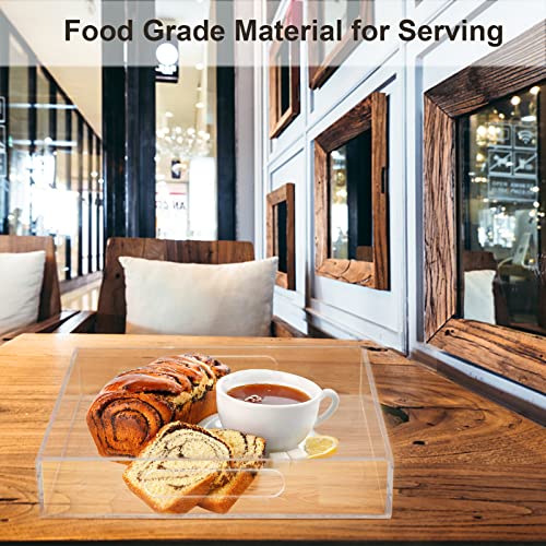 Boxalls Acrylic Serving Tray 12X12 Inch, Clear Rectangular Tray With Handle, Decorative Ottoman Tray Organizer For Appetizer, Breakfast, Coffee Table, Countertop, Bathroom #TOP3