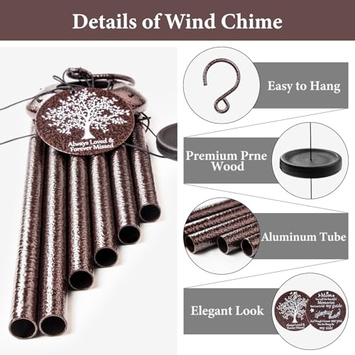 Image of Memorial Gifts for Loss of Mom, 25'' Memorial Wind Chimes for Loss of Mother, Sympathy Gifts for Lose of Mom Mother, Bereavement /Condolence /Remembrance Gifts