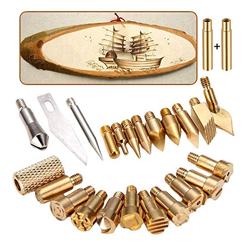 Preisvergleich Produktbild 25Stück Profi-Holzspitzen Lötspitzen-Set aus Kupfer, professionelle Lötspitzen-Zubehör, für Lederarbeiten, Handarbeit, Schnitzwerkzeug-Set