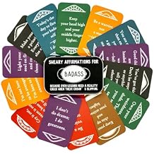 Badass Affirmation Cards - 52 Motivational & Sweary Daily Affirmation Cards with Display Stand | Inspirational & Spiritual Gifts for Badass Legends | Birthday, Best Friend & Friendship Gifts for Women