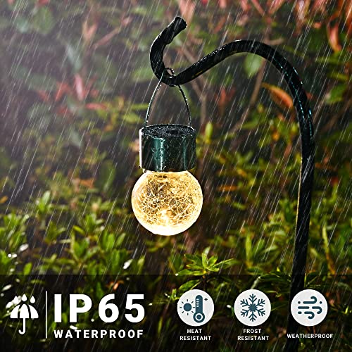 Solpex Hanging Solar Lights Outdoor, 8 Pack Decorative Cracked Glass Ball Light, Solar Powered Waterproof Globe Lighting, Hanging Globe Solar Lights For Garden, Yard, Patio, Lawn, Flower Bed #TOP3