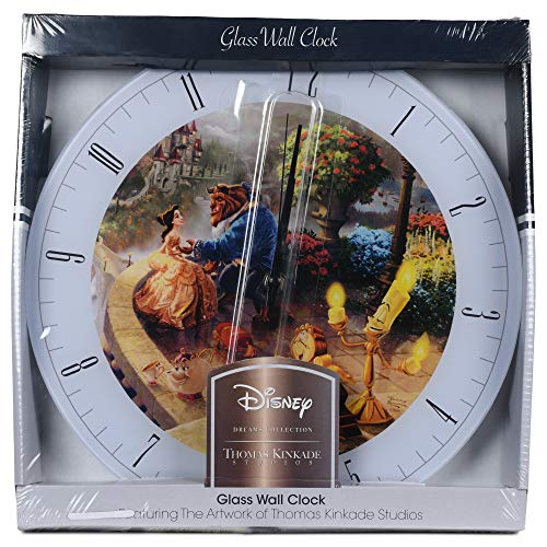 Beauty And The Beast Disney Kinkade Falling In Love Blue 12 Inch Glass Round Wall Clock #TOP4