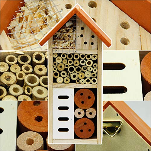 Lulu Home Wooden Insect House, Hanging Insect Hotel for Bee, Butterfly, Ladybirds, Beneficial Insect Habitat, Bug Hotel Garden, 10.4 X 3.4 X 5.4 Inch - Thumbnail 5