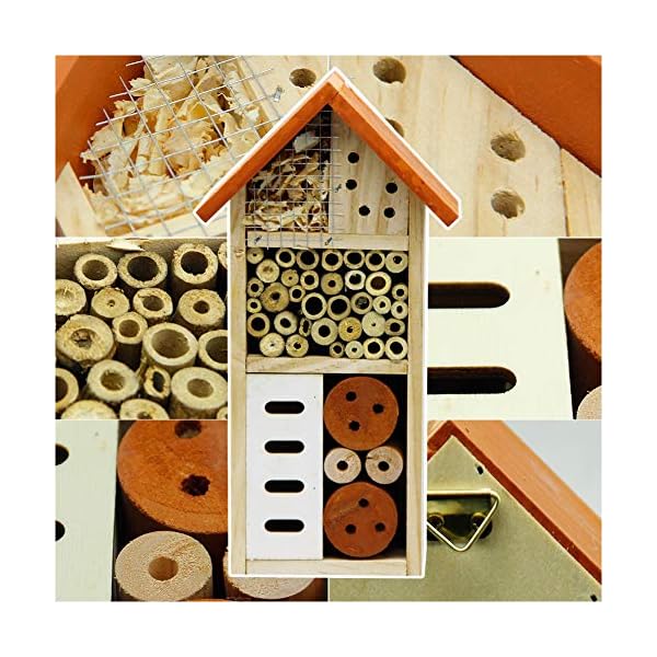 Lulu Home Insektenhaus aus Holz, hängendes Insektenhotel für Biene, Schmetterling, Marienkäfer, wohltuender Insektenhaus… – Bild 6