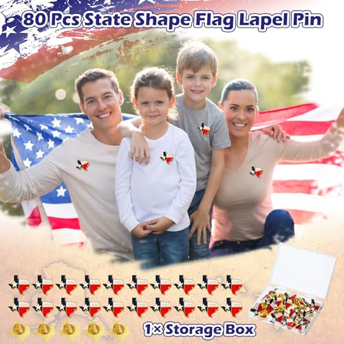Image of Landical 50 /80 Pcs Texas Pin Bulk State Shape Flag Texas Souvenir Gift Us American Flag Lapel Pin for Patriotic Traveler
