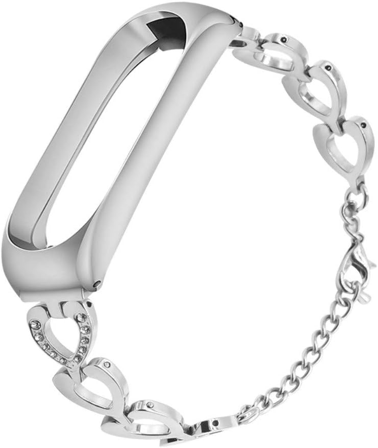 For Xiaomi Mi Band 4 Replacement Strap, BIYATE Miband 3/4 Replacement Band with Metal Protector Case Stainless Steel Wrist Strap Wristband Watchband Bracelet Replacement for Mi Band 3