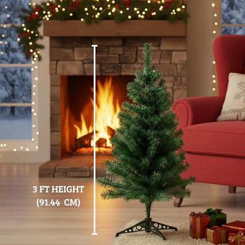 Image of CraftVatika Christmas Tree 3 Feet for Xmas Party Decoration, X Mas Tree for Home Office Table Decor, Christmas Party Items, Merry Christmas Tree with Stand for Xmas