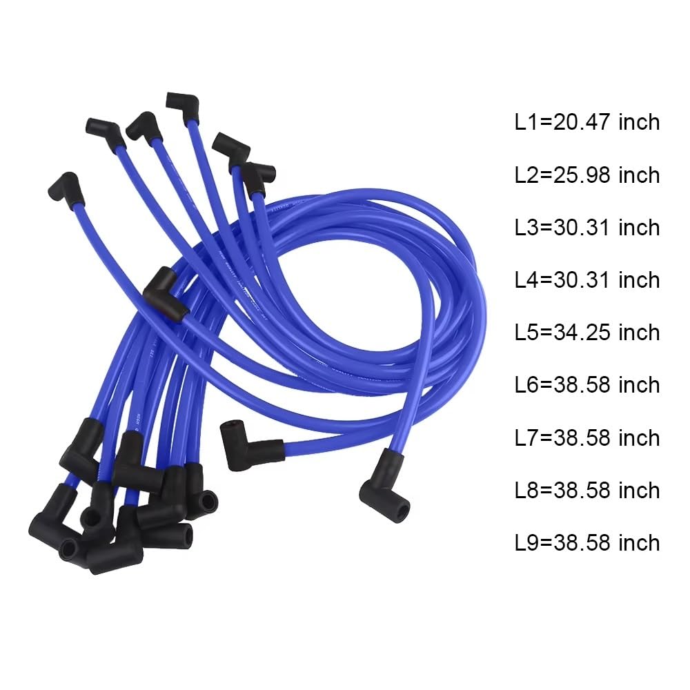 Cables de bujía para Chevy para 350 400 327 307 383 SBC 454 366 396 402 409 427 496 502 572 632 BBC V8 Cables de Encendido Cables de bujía