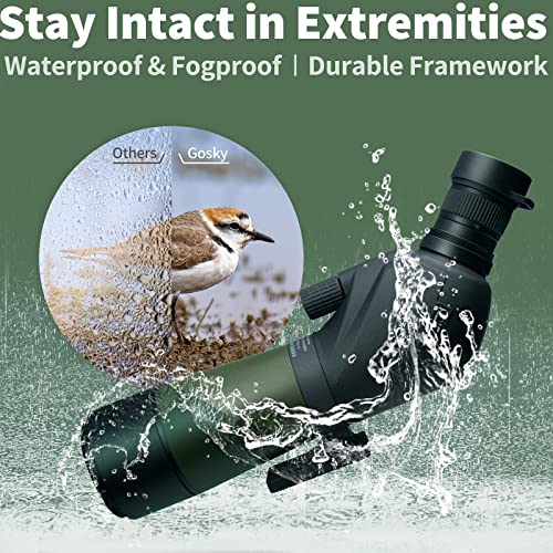 Gosky 20-60X60 Hd Spotting Scope With Tripod, Carrying Bag And Scope Phone Adapter - Bak4 45 Degree Angled Spotter Scope For Target Shooting Hunting Bird Watching Wildlife Scenery #TOP2