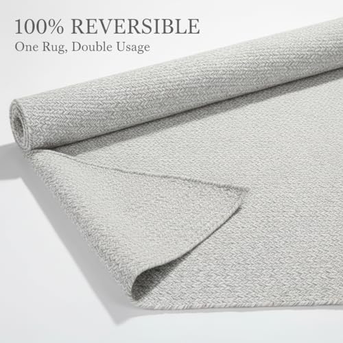 Alfombra Trenzada Super Area Rugs 3x5 Ovalada Gris y Blanca miniatura 6