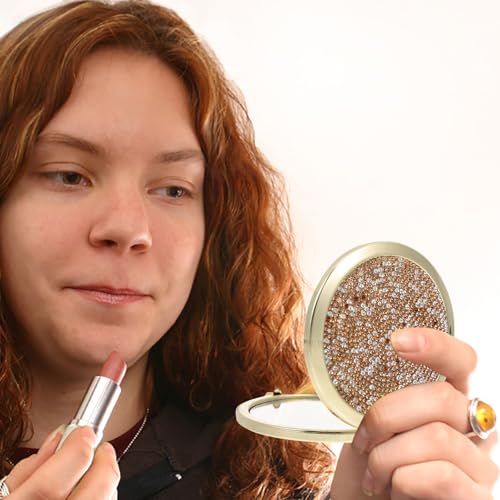 Espejo de maquillaje plegable portátil Ipetboom metálico miniatura 7