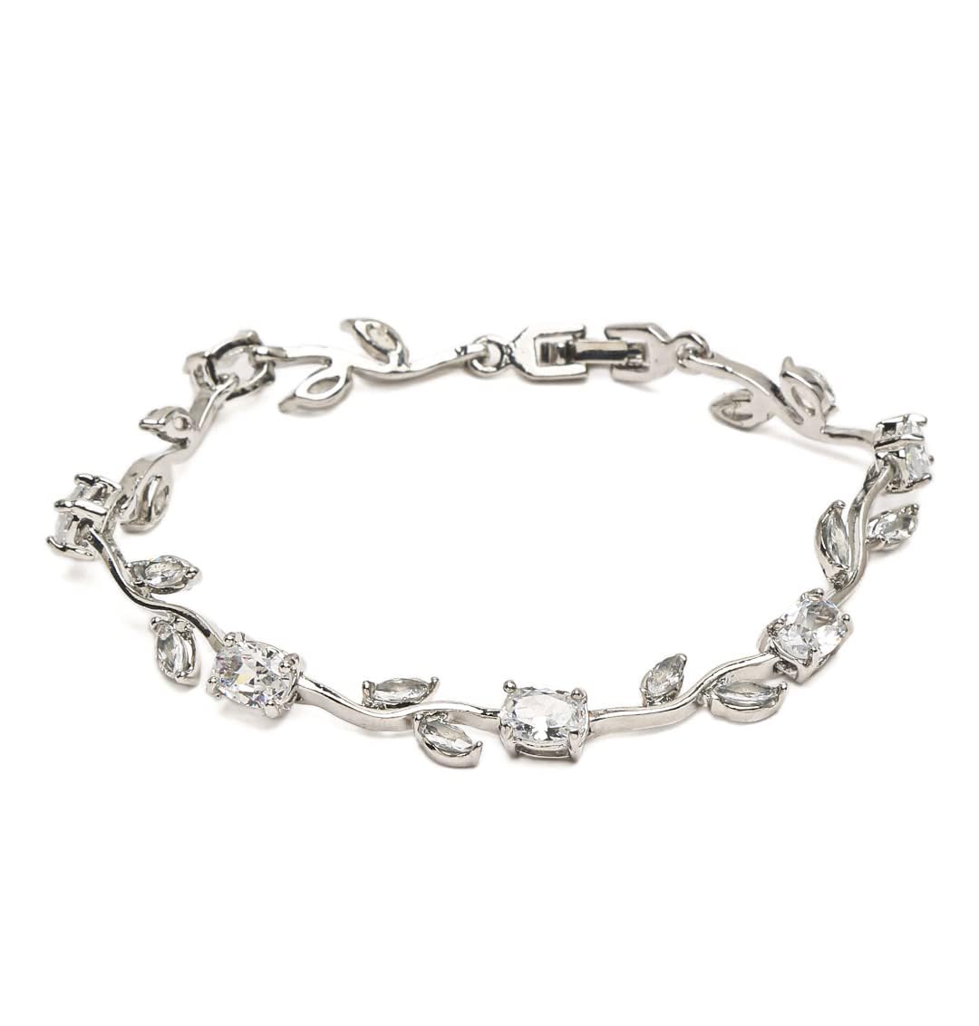YouBella Jewellery Stylish Silver Plated Leaf Style Bracelet for Girls and Women (YBBN_91899A) (Silver)