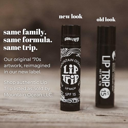 Mountain Ocean The Original Skin Trip SPF 15 Lip Balm, .17 Oz Tube, Maximum Protection, Hydrating Lip Moisturizer, with Lanolin, Beeswax & Coconut Oil (New Look, Same Formula)