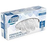 TURBA Clear Latex-Free Disposable Gloves – 100 Ct. Single-Use Powder-Free Vinyl Gloves – Non-Latex G