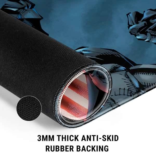 Skinit Large Gaming Mouse Pad - Officially Licensed Batman Clenched Fist Design with Stitched Edges, Waterproof, Non-Slip Rubber Base, Desk Mat for Keyboard & Mouse, 31.5" x 11.8" inches