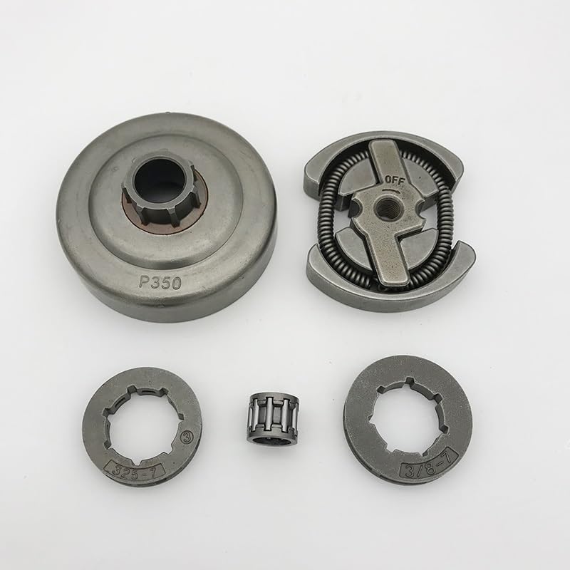 Pignon 7T 3/8 et tambour d'embrayage pour tronçonneuse thermique Partner 350