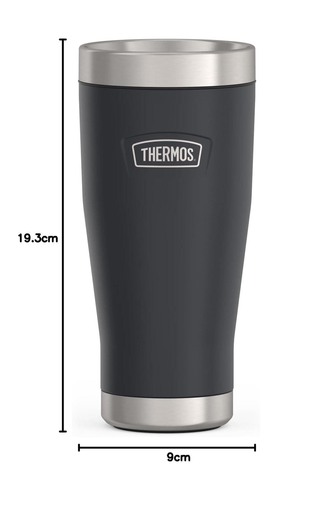 Thermos ICON MUG 0,47 l, gris oscuro/grafito mate, taza térmica de 470 ml, taza de café para llevar, de acero inoxidable, vaso térmico, 7 horas de calor/22 h frío, apto para lavavajillas, | Taza térmica de acero inoxidable a prueba de fugas, 22 horas, apt