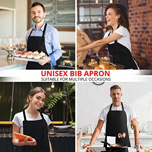 Utopia Kitchen Adjustable Bib Apron (10-Pack) Water Oil Resistant Chef Cooking Kitchen Mens Womens Waitress Server Work Aprons With Pockets (Black) #TOP3