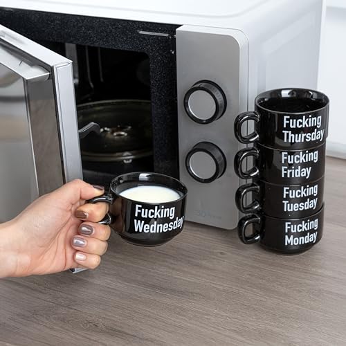 Set de 5 mugs negros cerámicos con frases divertidas miniatura 6
