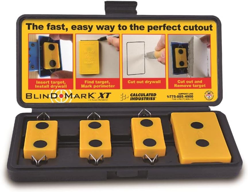 Calculated Industries Blind Mark Xt Magnetic Drywall Cutout Tool For Single And Multi-Gang Rectangular Electrical Boxes