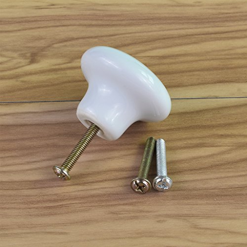 Hanlinggg 10 Pack Ceramic Round Style Cabinet Knobs Cute Cupboard Door Knobs Drawer Dresser Pull Handles With 3 Kinds Of Screws (White) #TOP6