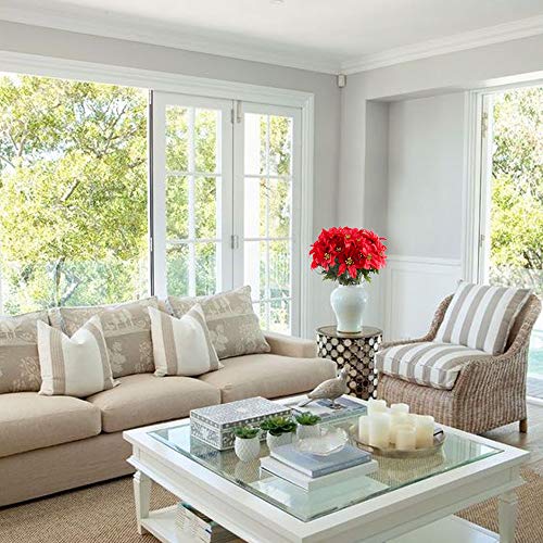 Nahuaa 6Pcs Christmas Artificial Flowers Silk Poinsettia Bouquets Xmas Fake Bushes Home Front Door Wreath Table Centerpieces Arrangements Fake Hanging Vine Swag Decoration #TOP2