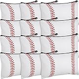 Eccliy 20 Pcs Sport Makeup Bag Sport Cosmetic Bag Canvas Softball Gifts Volleyball Party Favors Football Accessories for Girls Toiletry Pouch with Zipper for Women Girls Team Player Party (Baseball)