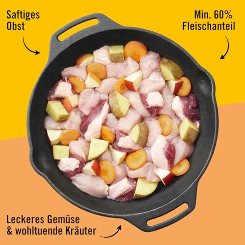 Dogs’n Tiger Adult Hundefutter, Nassfutter, Getreidefrei, Schlemmerpaket, ohne Zuckerzusatz & künstliche Konservierungsstoffe, optimale Verträglichkeit, Wild, Huhn, Ente, Lamm & Rind, 12x400g