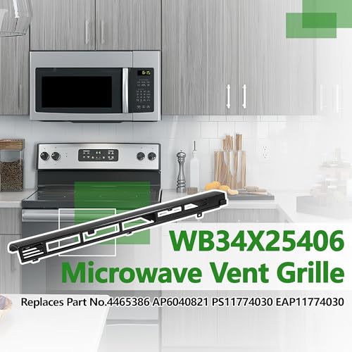 WB34X25406 Microwave Vent Grille, Compatible with GE JNM3163DJ1BB JNM3163RJ1SS JNM3184DP8BB JVM3162RJ1SS, Replaces 4465386 AP6040821 PS11774030 EAP11774030, Top Front Ventilation Cover by HUDEX - Image 2