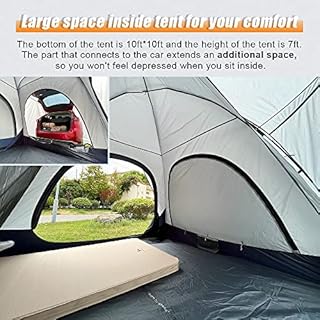 TOMOUNT SUV Tent Family Camp Car Tent, 300 x 300 x 210 cm, Universal 4 Person Vehicle with Waterproof Rainfly, Suitable Family Camping Traveling Outdoor Activities