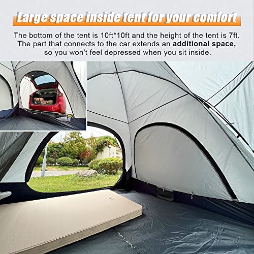TOMOUNT SUV Tent Family Camp Car Tent, 300 x 300 x 210 cm, Universal 4 Person Vehicle with Waterproof Rainfly, Suitable Family Camping Traveling Outdoor Activities - Image 3