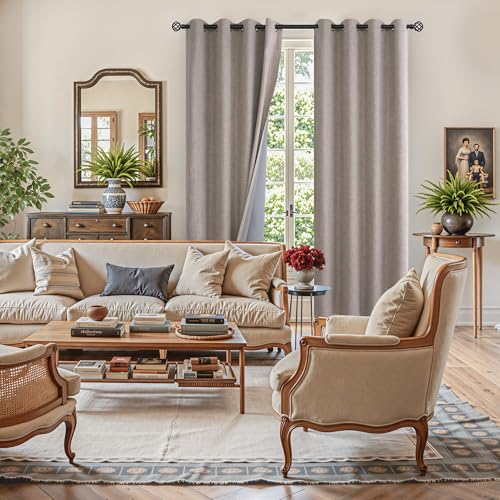 YoungsTex Taupe Burlap Linen Blackout Curtains 84 Inch Length 2 Panels by YoungsTex - Used condition - Image 3