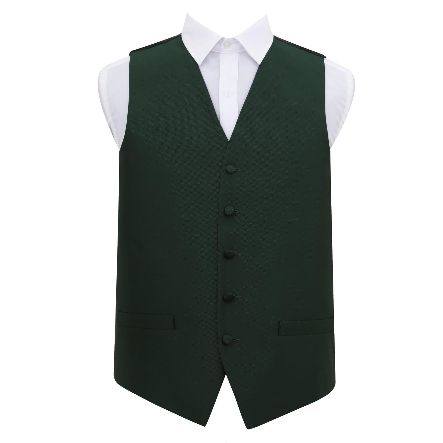 Dqt Men's Dark Green ’S Solid Check Wedding Waistcoat Vest – Groom Formal Suit – 38" (M)