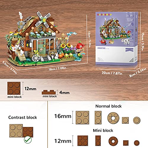 Hogokids Friends Farm Building Sets - 899Pcs Farm Set Toys House With Animals Cow Bunny Pumpkin Hen Building Set | Cropland Flower House Christmas Birthday Gifts For Kids Age 6 7 8 9 10+ Girls Boys #TOP7