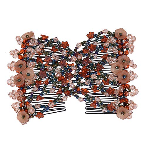 Lovef 5 Pcs Magic Vintage Beaded Flower Multifunction Easy Stretchy Double Hair Combs Clips Hairpin Hair Accessories #TOP5