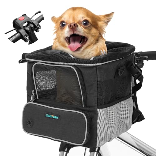 DAISTERN Hundefahrradkorb bis 4KG mit Lenkeradapter Φ53mm, Hundekorb...