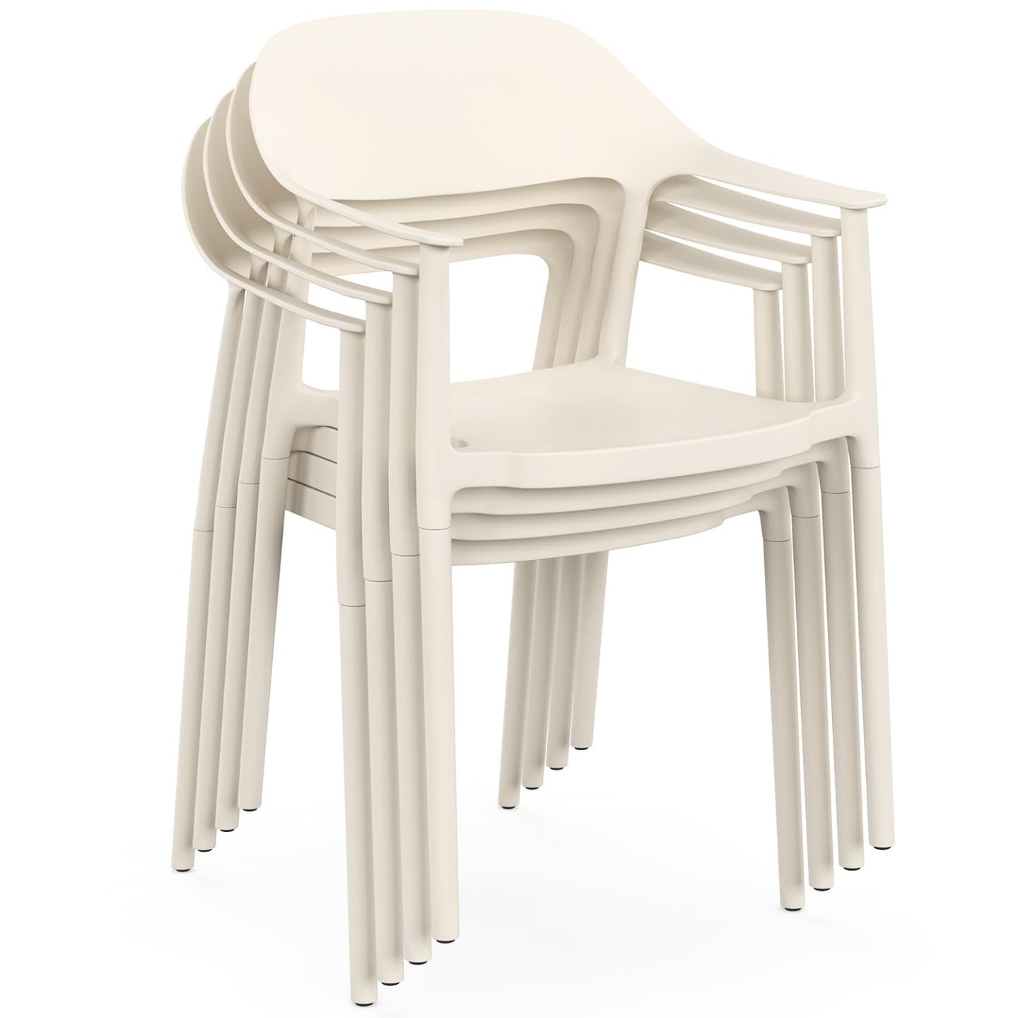 IDMarket - Lot de 4 chaises de Jardin empilables SUZON Beige