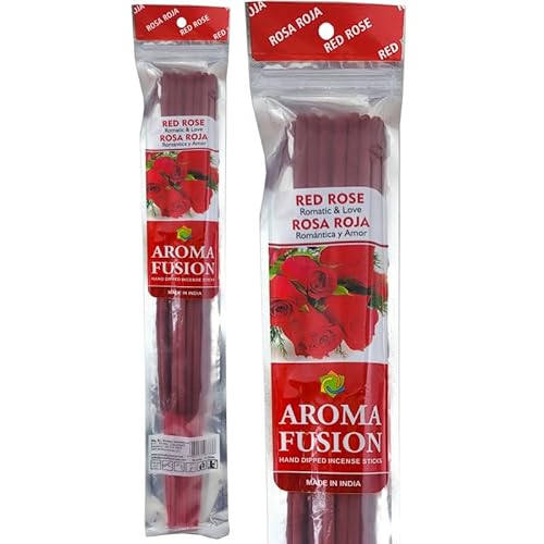 Aroma Fusion 19" Jumbo Hand Dipped Premium Incense (10-Stick Pack) - Choose Your Scent (Red Rose)