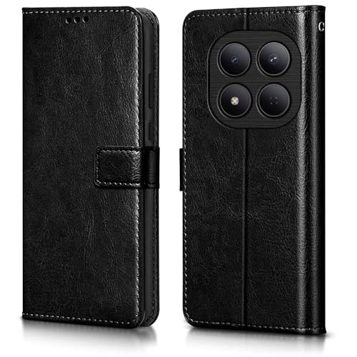 Image of WOW IMAGINE Shock Proof Flip Cover Back Case Cover for Mi Redmi Note 15 5G 2025 | Poco M8 5G (Flexible | Leather Finish | Card Pockets Wallet & Stand | Black)