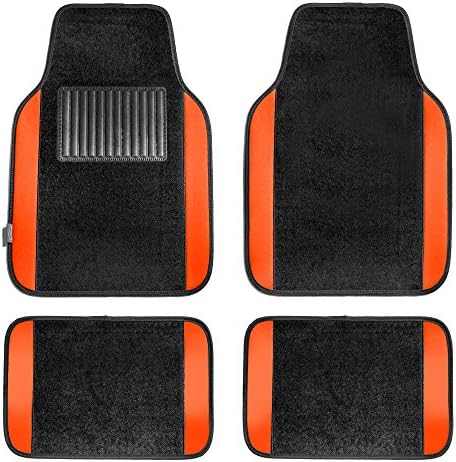 FH Group Car Floor Mats - Carpet Floor Mats for Cars, Universal Fit Automotive Floor Mats, All Purpose Car Floor Mats, Carpet Protector Mat for Most Sedan, SUV, Truck Floor Mats Orange