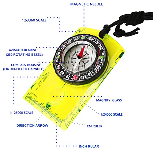 Mucxniiy Orienteering Compass With Whistle - Outdoor Hiking Backpack & Camping Navigation Tool - Perfect Boy Scout Compass Gift For Map Reading & Kids #TOP2