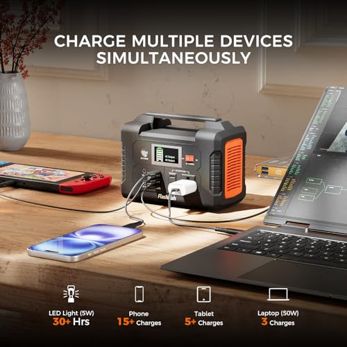 Portable Power Station 200W, FF Flashfish 40800mAh Backup Power Battery Pack With 110V AC Outlets/2 DC Ports/3 USB Ports, Solar Generator Power Supply For Home Backup, Power Outages, and Camping - Thumbnail 3